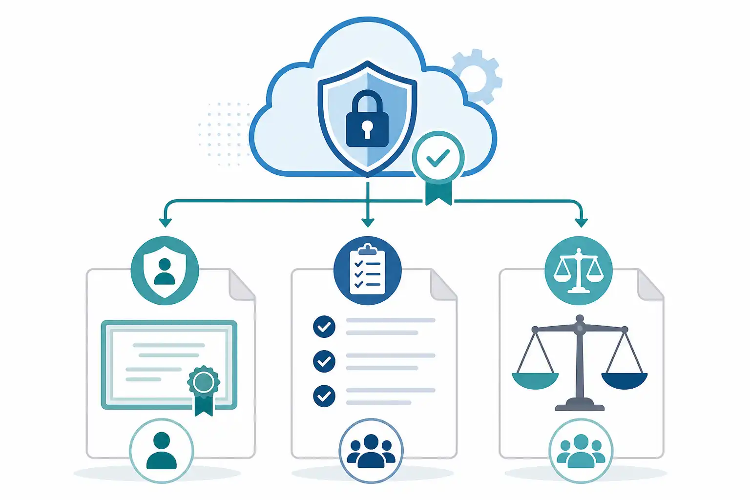 Infografik zu IT-Sicherheitsanforderungen ausschreiben: BSI C5, ISO 27001 und Nachweise rechtssicher fordern (KI-generiert)
